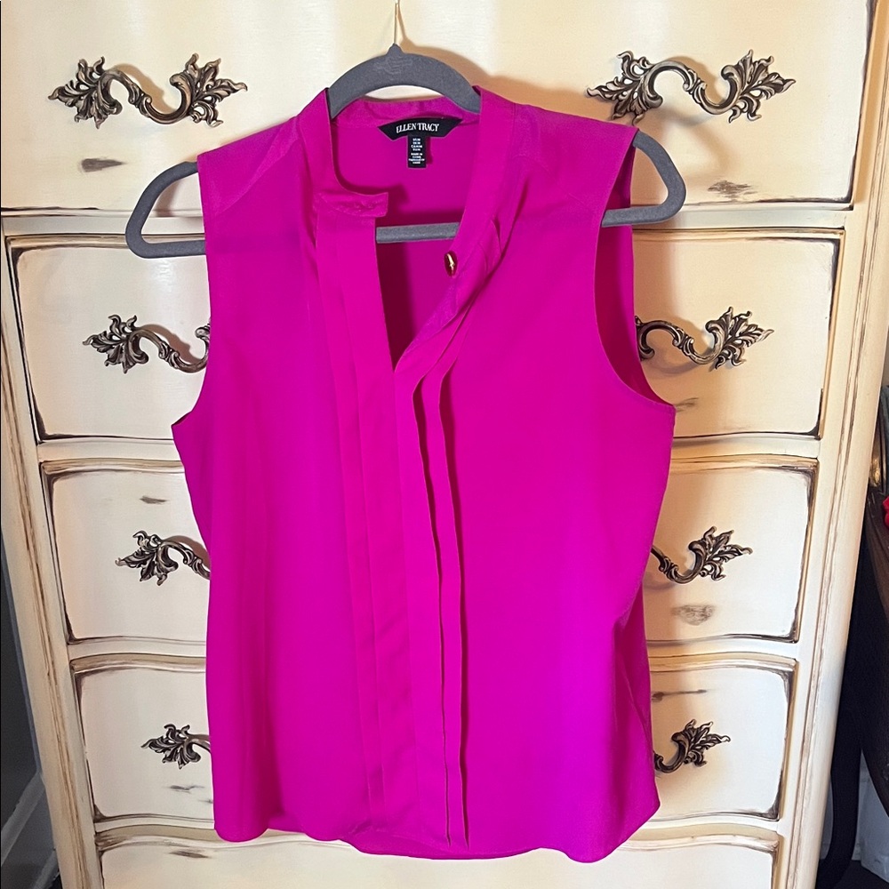Ellen Tracy Women's Vibrant Pink Sleeveless Blouse